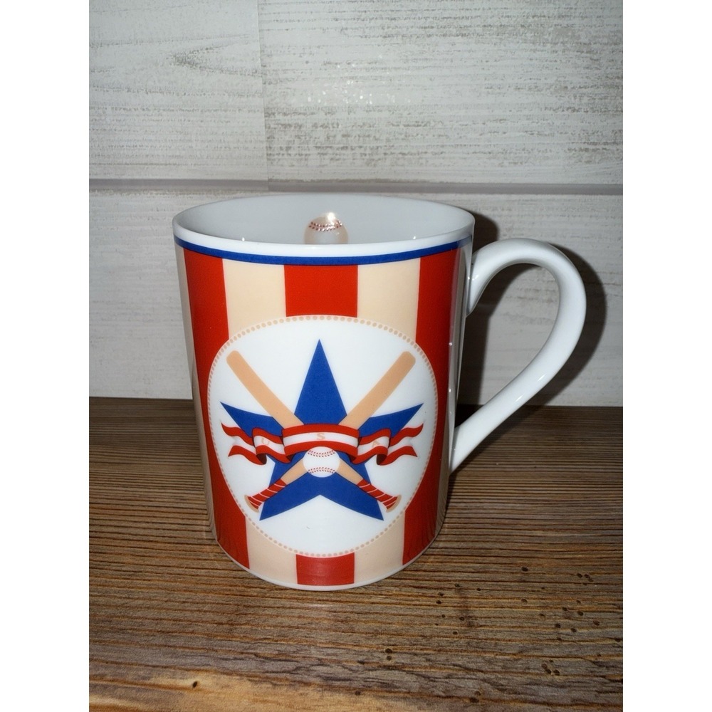Department 56 Striped Baseball 3‎ 7/8" Mug Summer Games